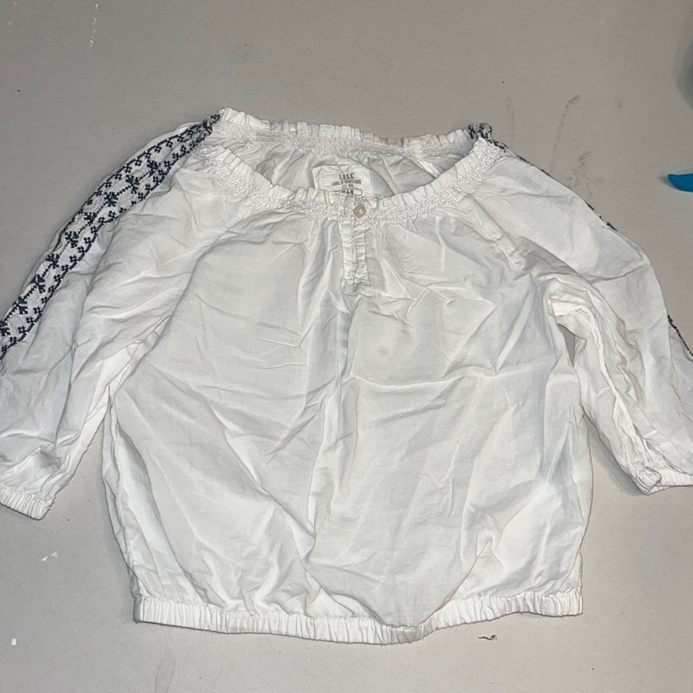 H&M girls white linen top